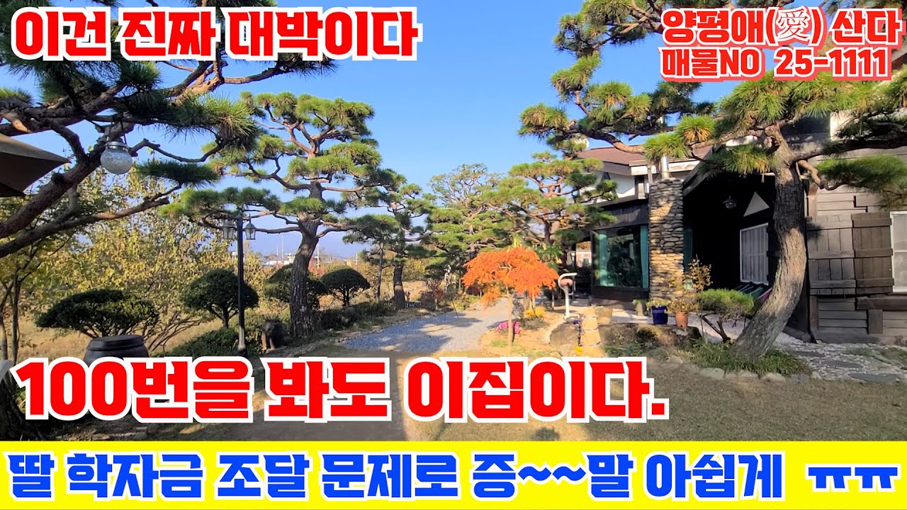 [계약]진짜 이집 대박입니다. 수억원의 정원조경과 풍경까지.. 딸 학비문제로 매도합니다.#양평전원주택추천 #양평토박이부동산 #양평급매물 / 매물NO25-1111