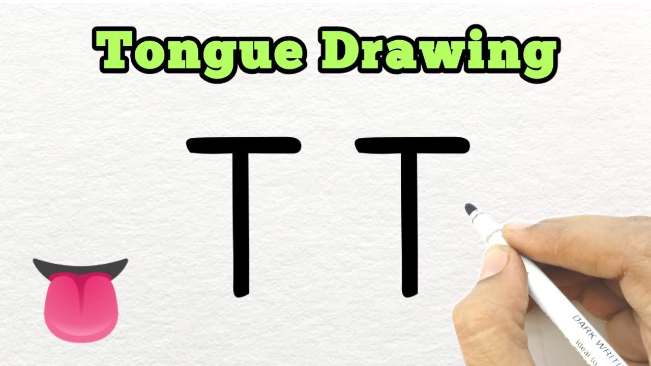 Tongue 👅 Drawing Easy | How to Draw Tongue Step by Step | Simple Tongue Drawing from Letter T