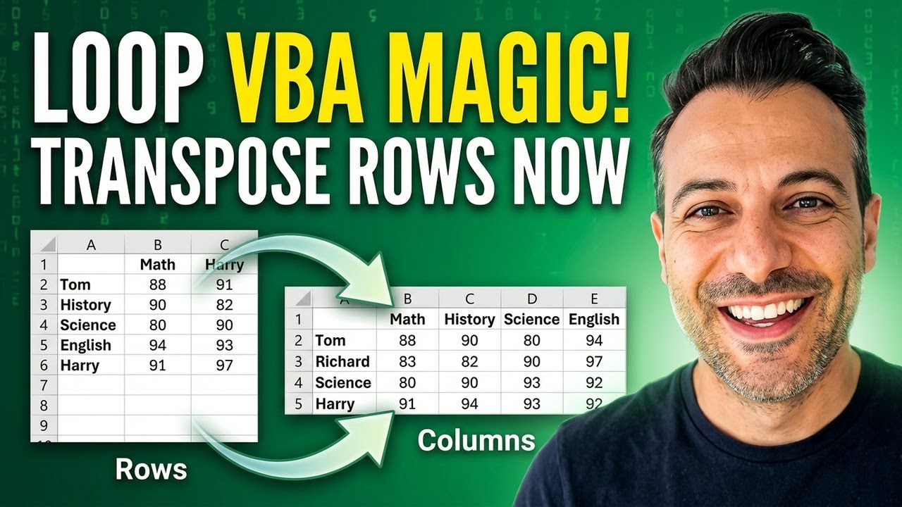Transpose Rows to Columns in Excel using Loop VBA Code