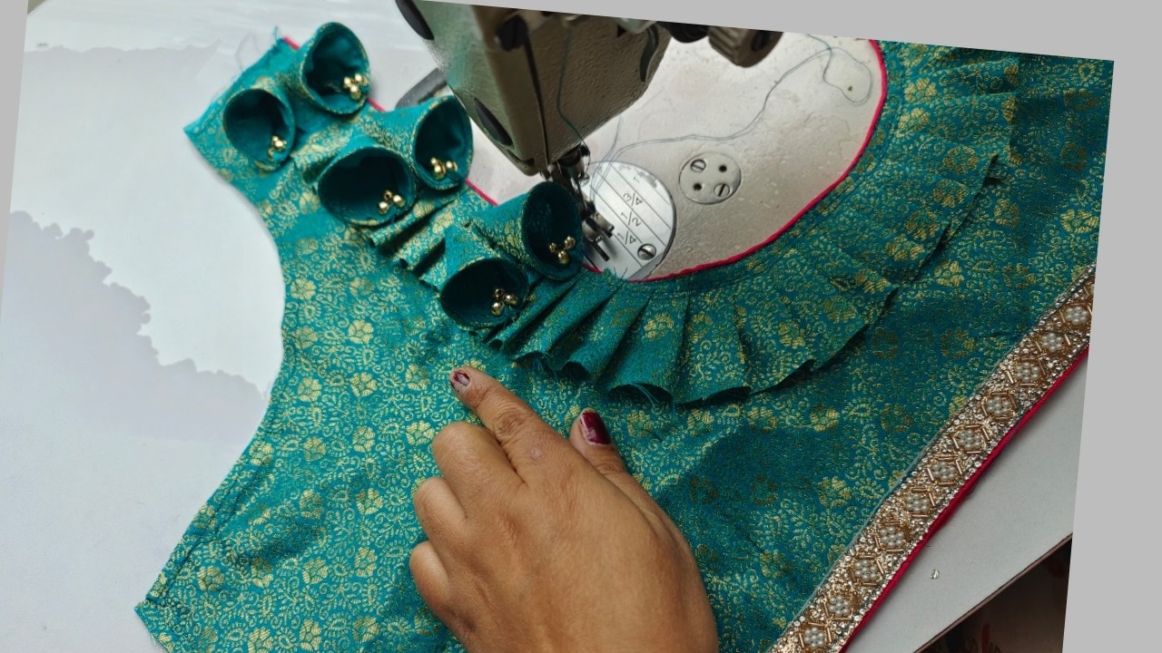 New stylish partywear back neck blouse design cutting and stitching