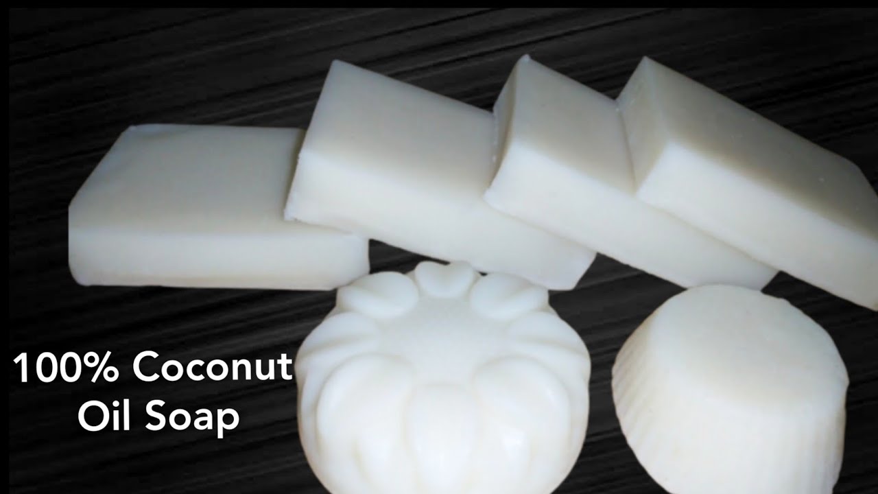 100% coconut oil soap for bathing -  3 ingredients - no stick blender soap 