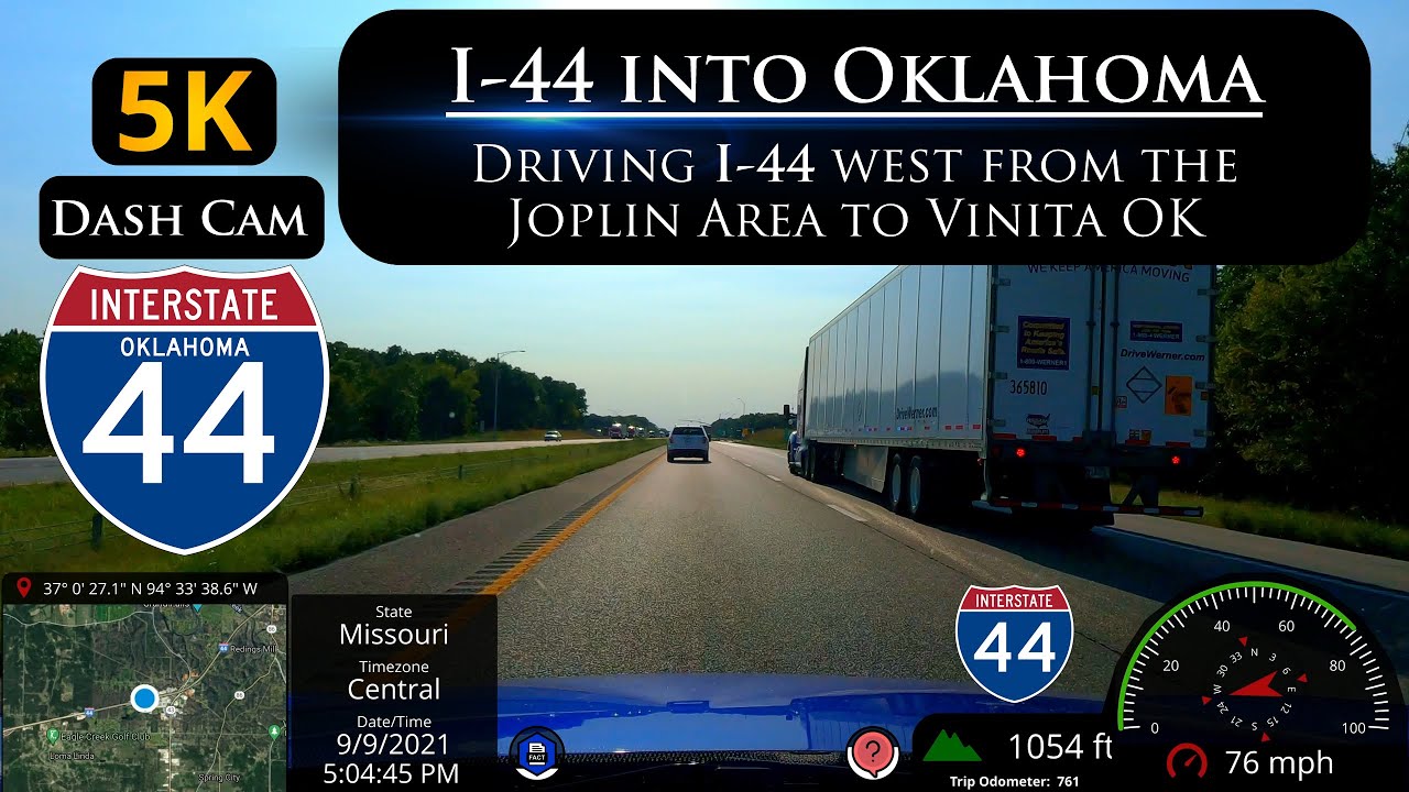 Let's Drive West on I-44 into Oklahoma from Joplin Missouri in 5K Ultra HD