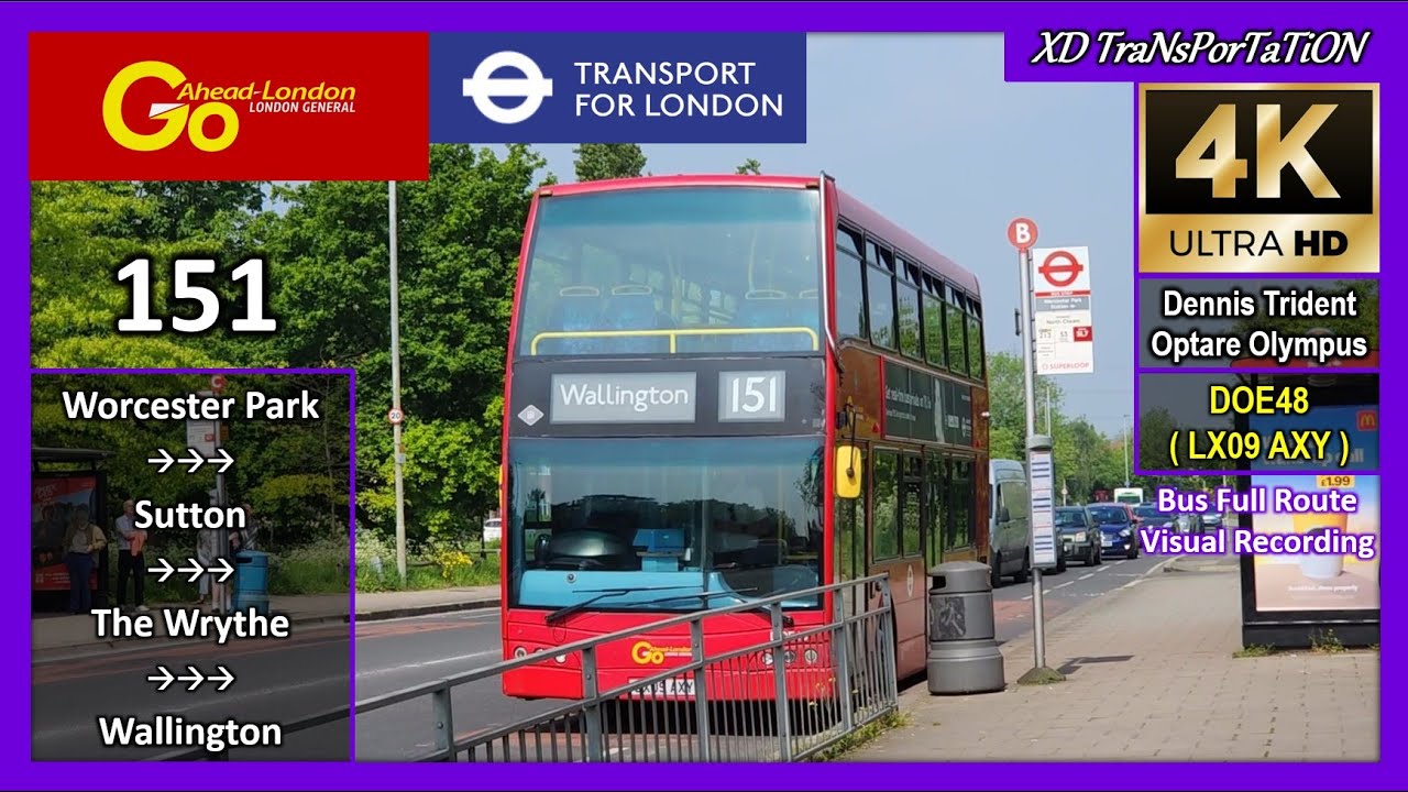 [London General] 151 ~ Worcester Park Station ➝ Wallington, Shotfield【4K UW】