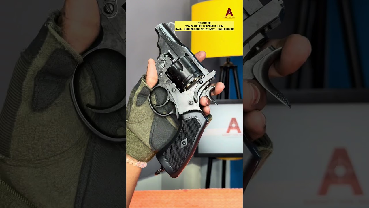 Webley MkVI .455 2.5 Inch CIVILIAN MODEL Co2 Pellet Air Revolver By Airsoft Gun India.#shorts #like