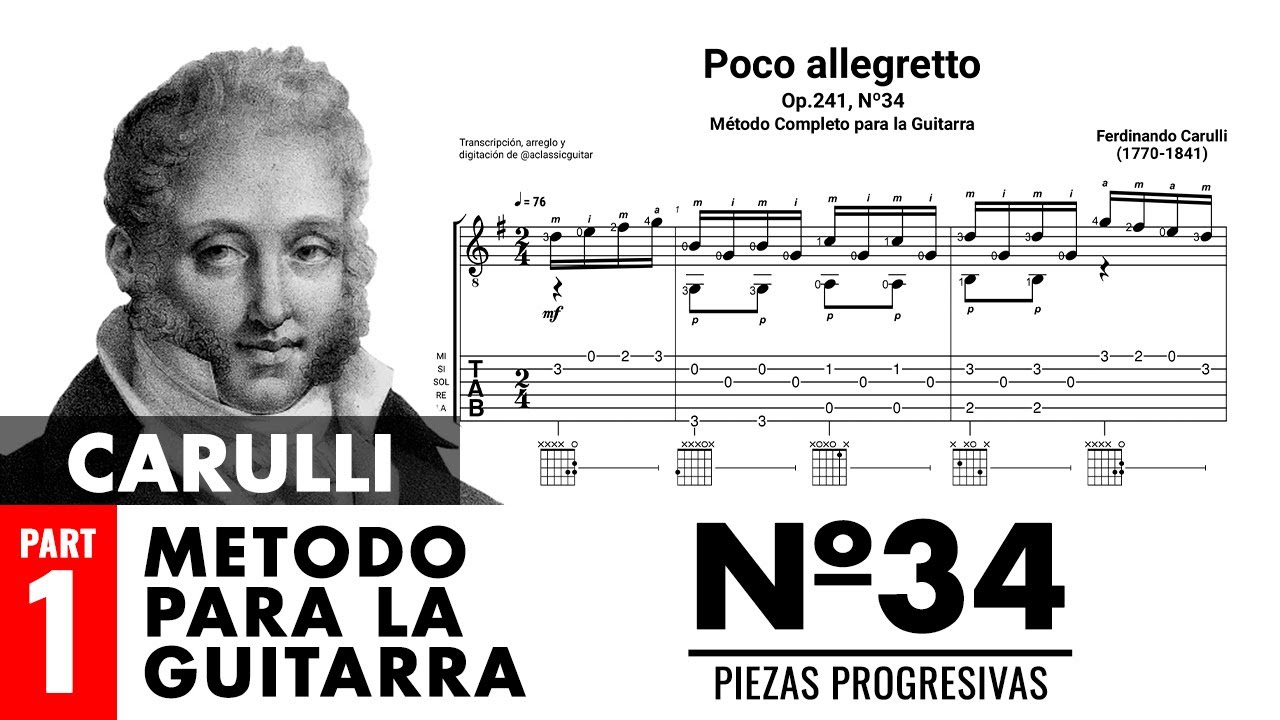 Ferdinando Carulli - Op.241, Nº34 - Poco allegretto | Método Completo para la Guitarra