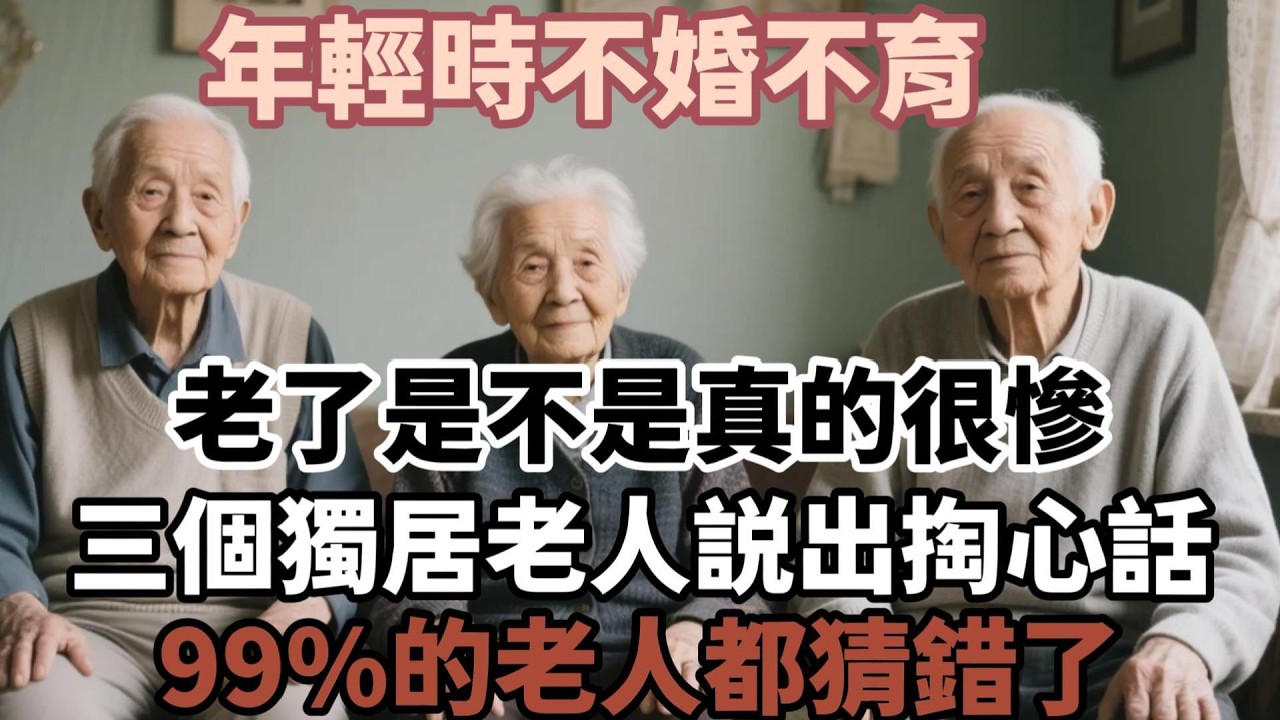 年輕時不婚不育，老了是不是真的很慘，三個獨居老人説出掏心話，99%的老人都猜錯了【老來樂呵】#晚年生活 #獨居老人 #人生智慧 #情感故事 #養老 #生活感悟 #退休 #人生選擇