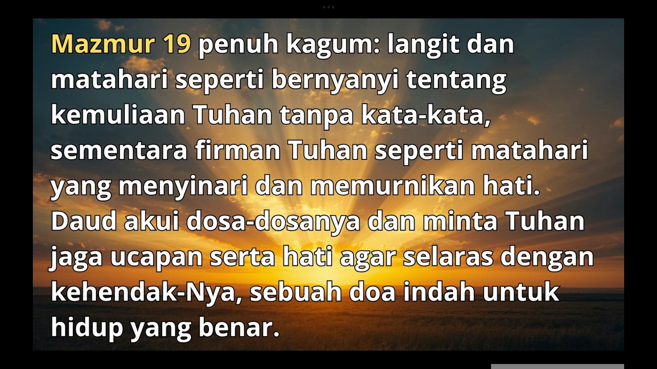 Firman Mu Lebih Manis Dari Madu [Inspirasi dari Mazmur 19]
