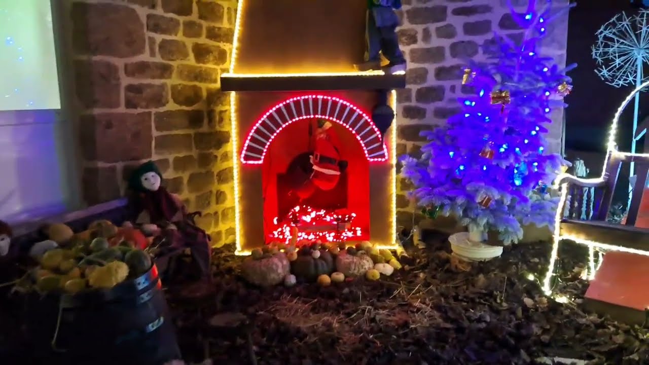 Magical French Village Christmas Lights and decorations 