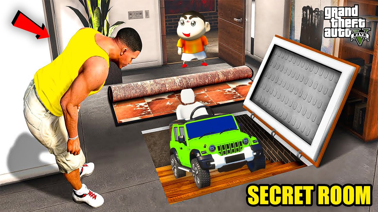 Franklin Went Inside The Secret Base in His Room in GTA 5 | SHINCHAN and Chop