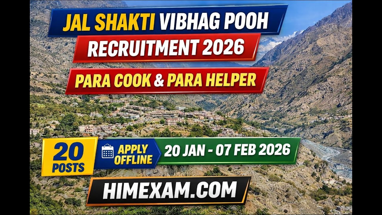 Jal Shakti Vibhag Pooh Recruitment 2026 | Para Cook & Para Helper 20 Posts | Offline Form