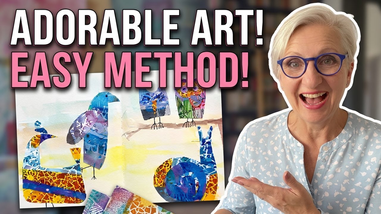 Create Adorable Collage Characters with Gel Plates & Stencils