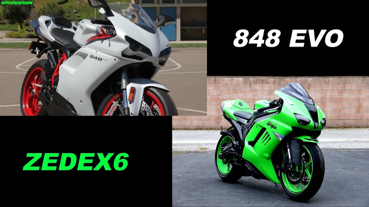 Kawasaki NINJA ZX-6R versus DUCATI 848 EVO - Drive By video (Sound Test)