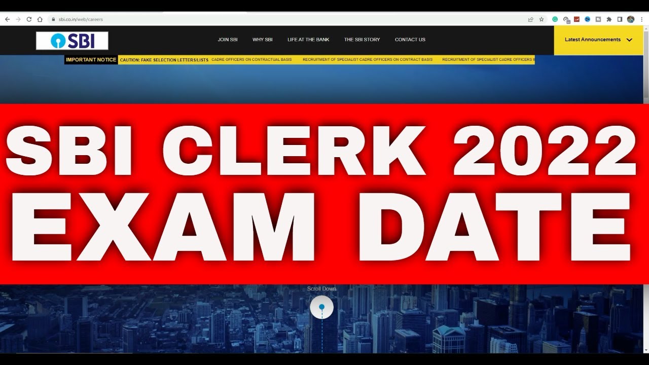 SBI Clerk Pre Exam Date 2022