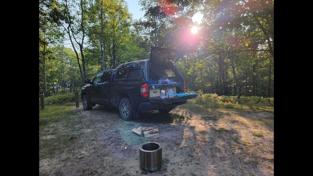 Trucking Camping: Dispersed camping around Manistee National Forest Michigan.... with my Brother.