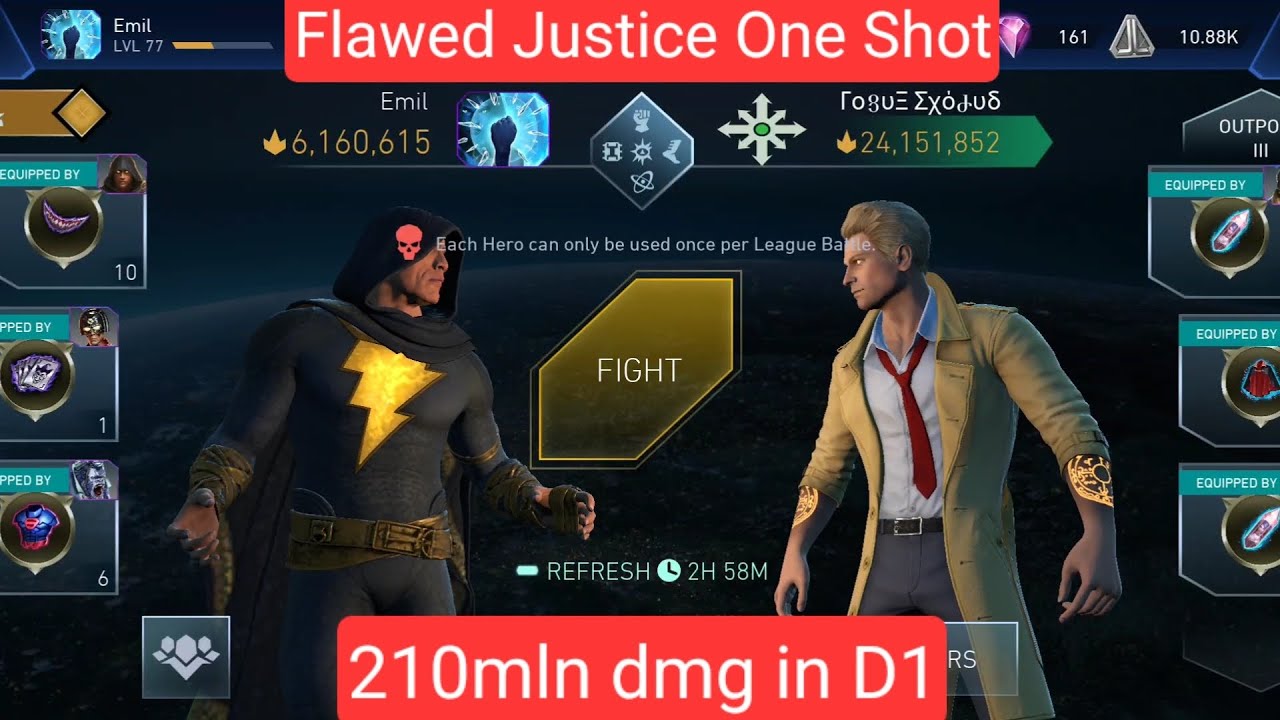 Rokba + Pm does 210mln dmg OS in D1 | Injustice 2 mobile League Invasions