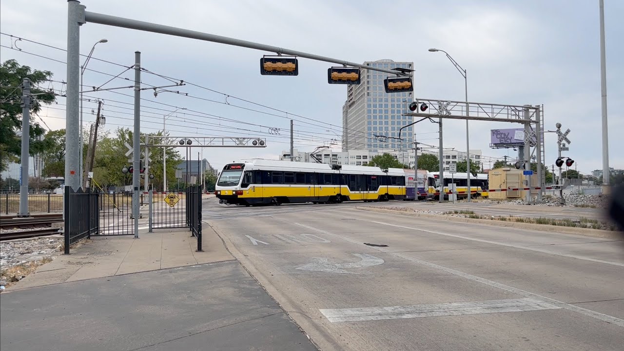 Dallas Dart Light Rail Action in Downtown Dallas/Good Latimer Expy and Routh St