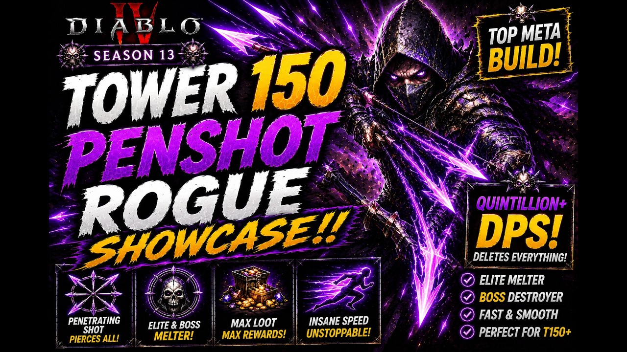 TOWER 150 PENSHOT ROGUE SHOWCASE!! 💀 INSANE DPS | Diablo 4 Season 13