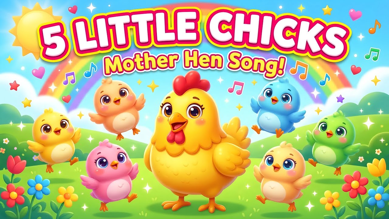 Five Little Chicks | Mother Hen Nursery Rhyme | Fun Counting Song for Kids