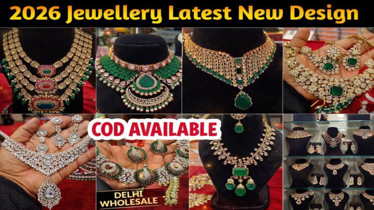 Moissanite Polki Kundan AD Necklace Earrings Set Wholesale | All Type Artificial Jewellery Wholesale