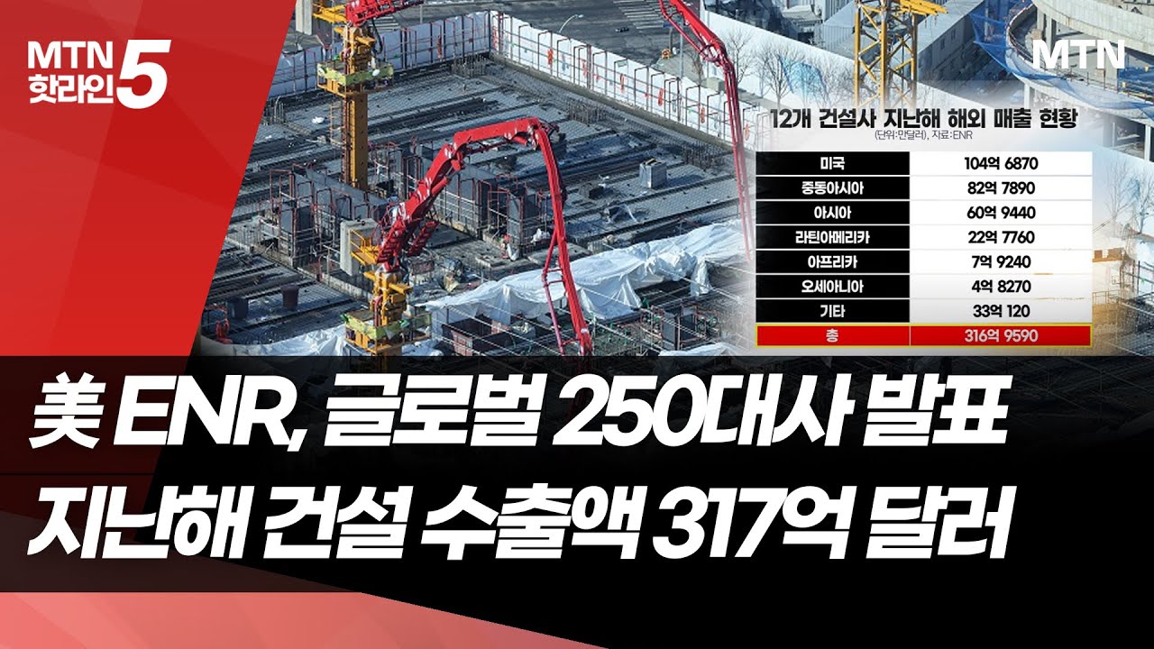 K건설 위상 높아졌다&hellip; 美 ENR 선정 글로벌 기업에 12곳 올라 / 머니투데이방송 (뉴스)