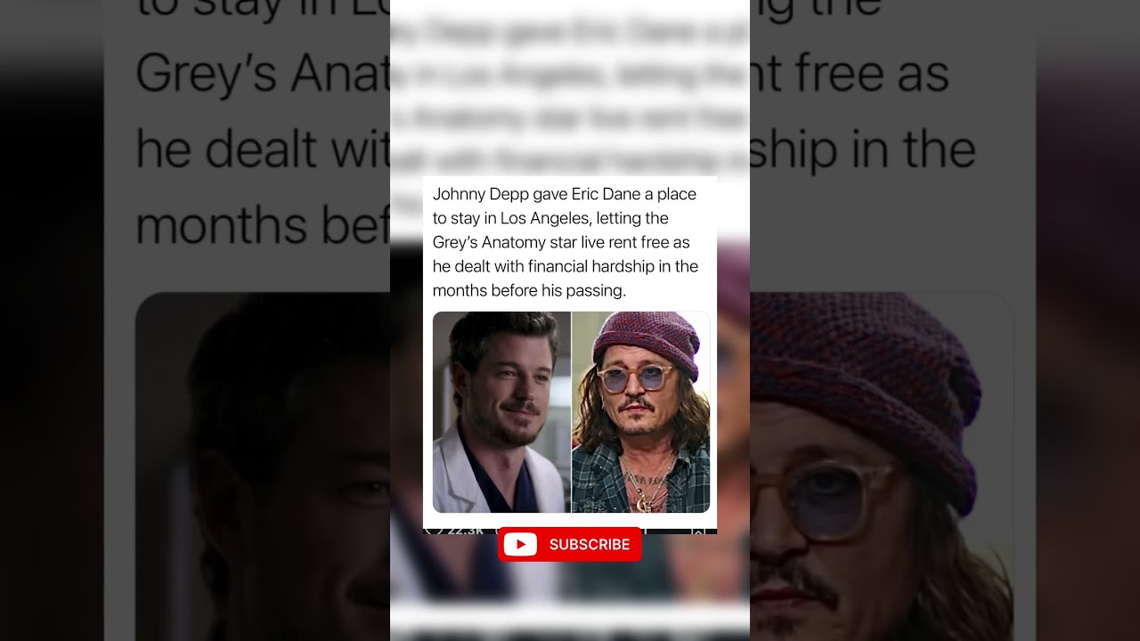Before the Tragedy: Johnny Depp Secretly Let Eric Dane Live Rent-Free#shorts