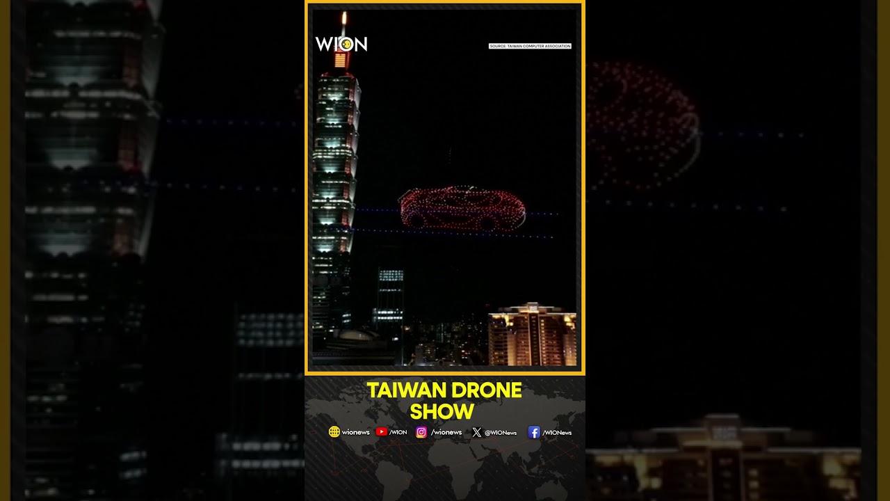 Taiwan Drone Show: Drones Light Up Taiwan Night Sky During Computex Tech Show | Shorts