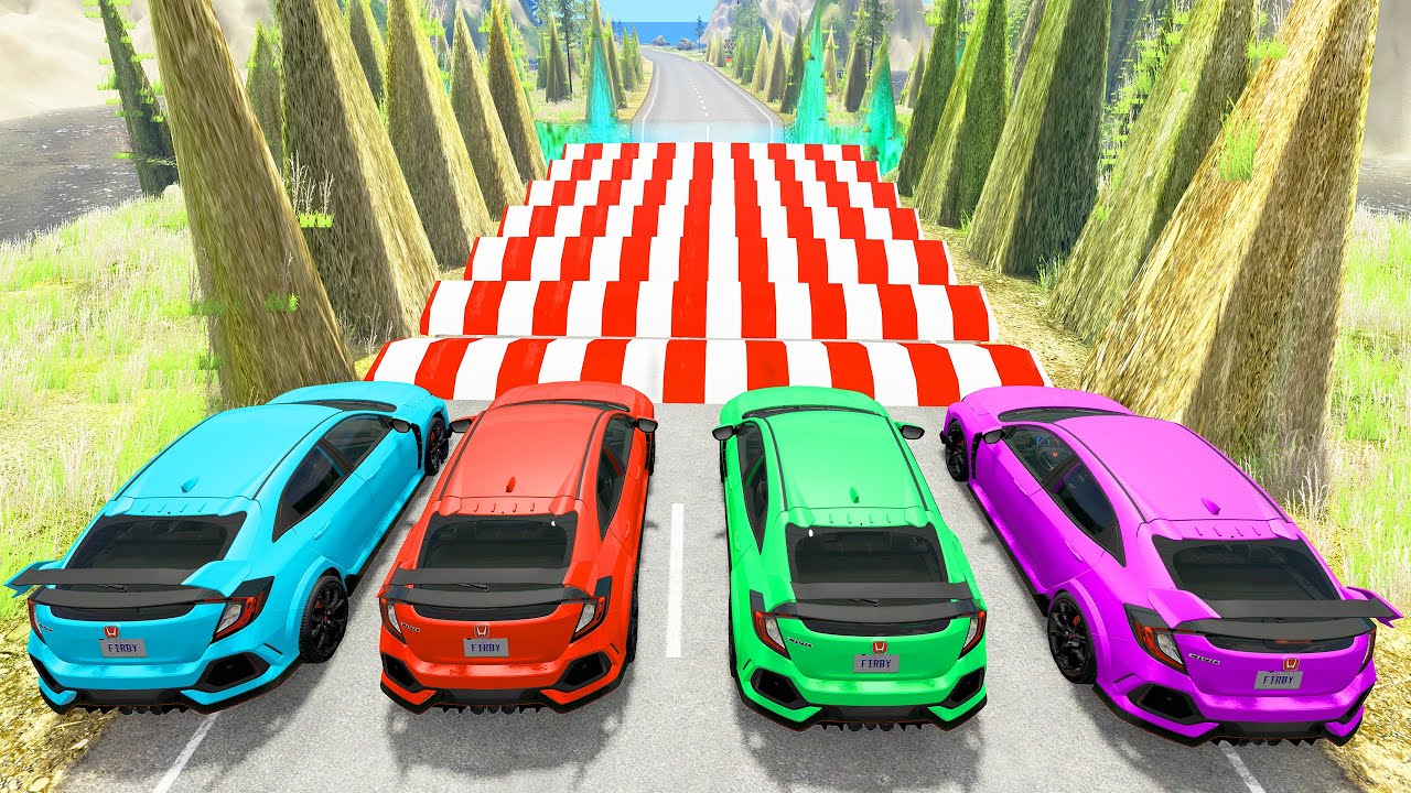 HT Gameplay Crash # 10 | Cars vs 100 Speed Bumps and Big Trucks vs Giant Pit Deep Water