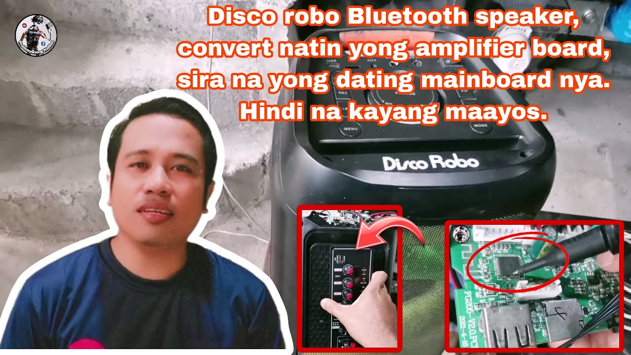 Disco robo Bluetooth speaker, convert natin yong amplifier board, sira na yong dating mainboard nya.