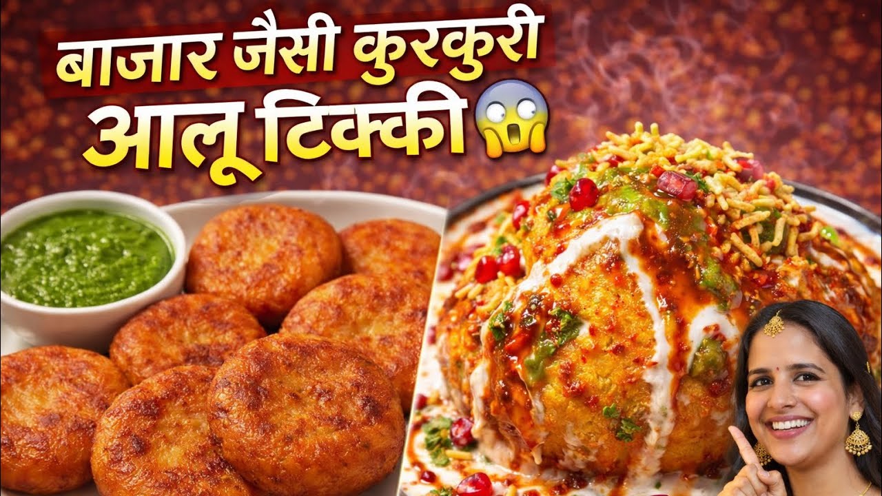 बाजार जैसी कुरकुरी आलू टिक्की 😱 | Street Style Aloo Tikki Recipe