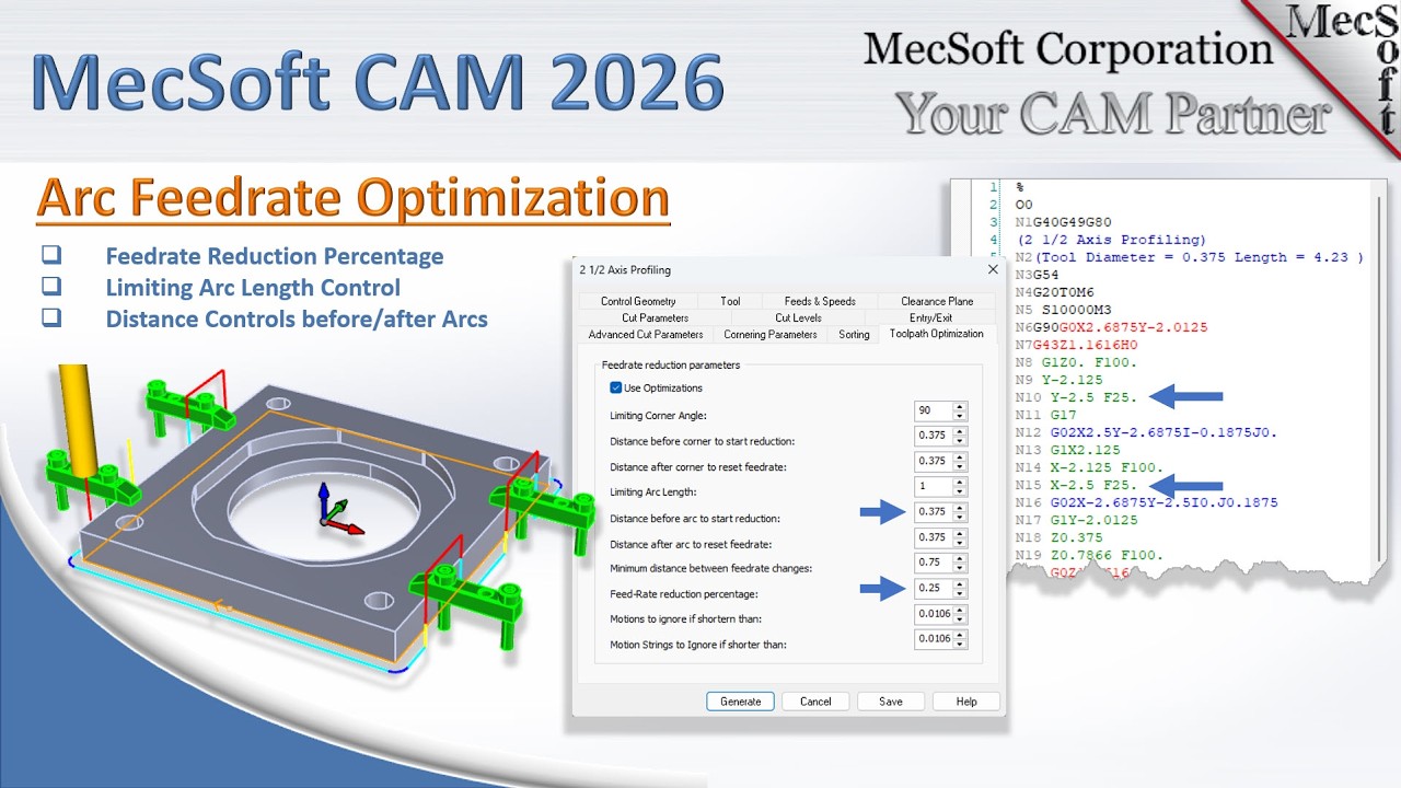 Оптимизация скорости подачи дуги в RhinoCAM и VisualCAD/CAM