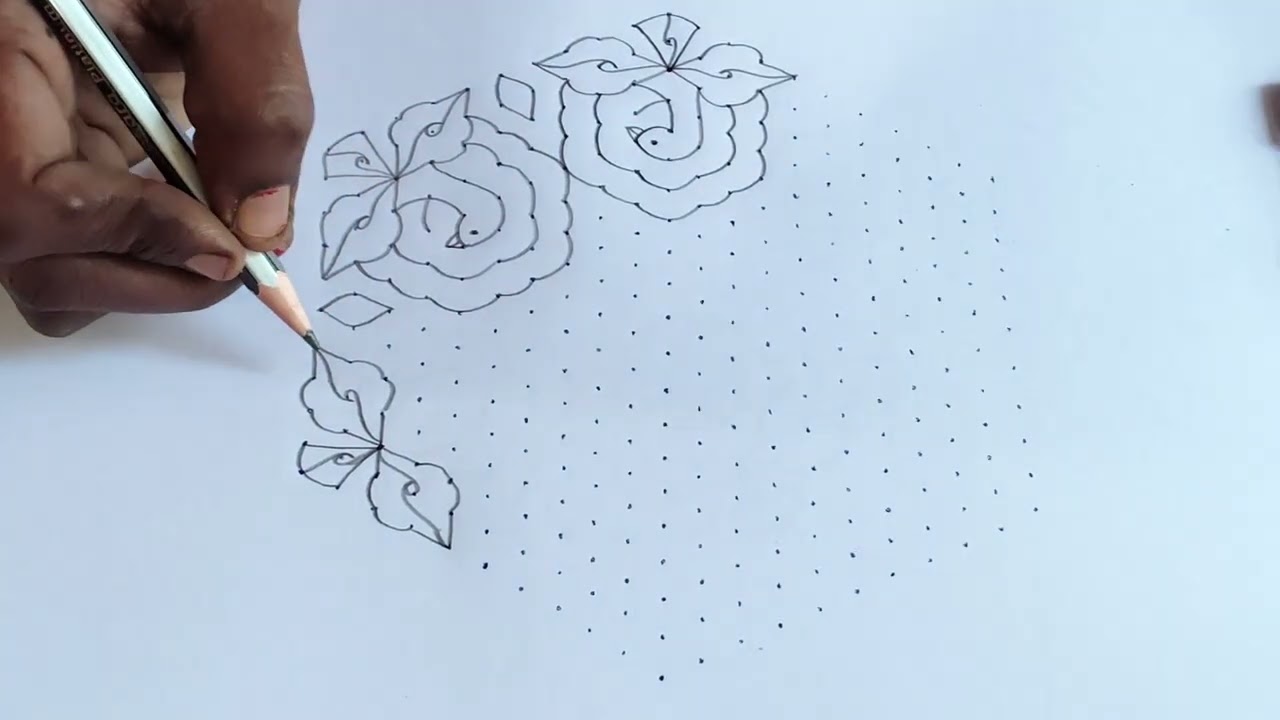 🦚21*11 beautiful dots🦚rangoli/easy and daily kolam/traditional kolam.... 