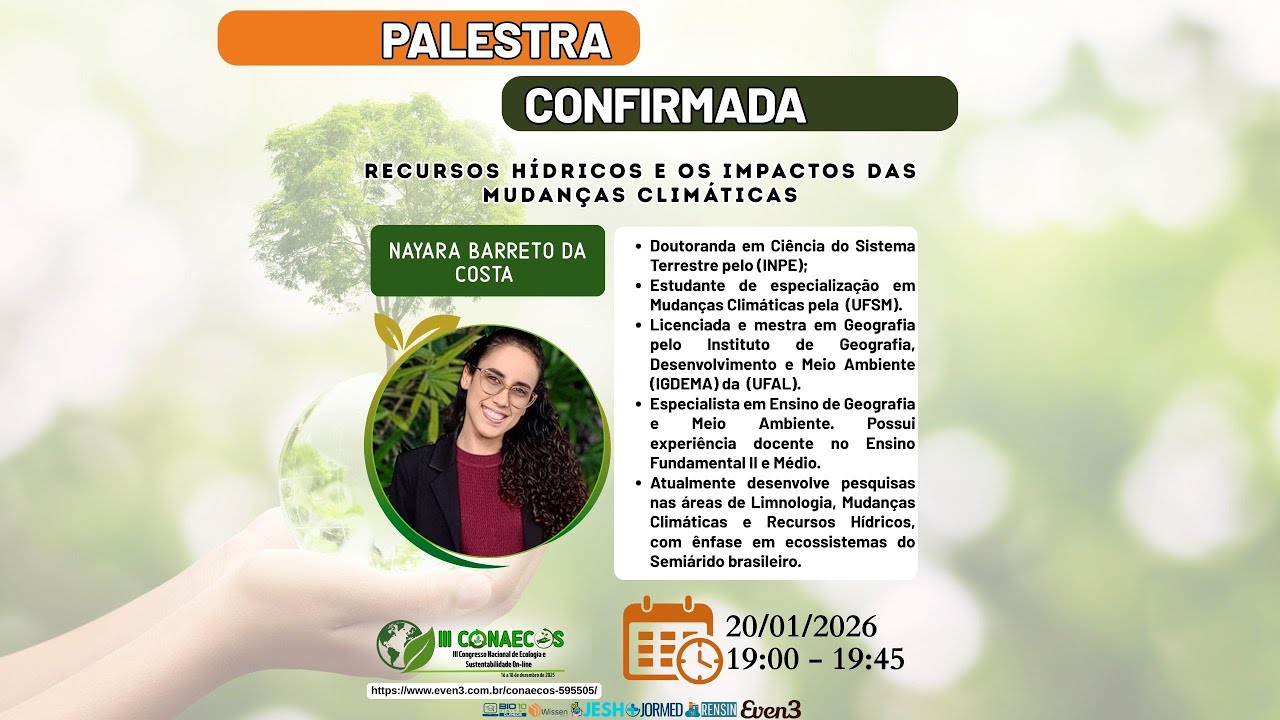 Palestra: Recursos hídricos e os impactos das mudanças climáticas