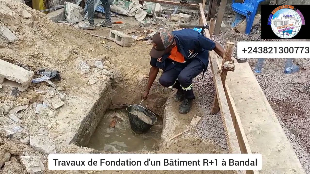 TRAVAUX DE FONDATION D'UN BÂTIMENT R+1 SUR UN TERRAIN MARÉCAGEUX A BANDALUNGWA