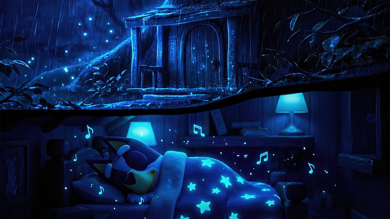 Cozy Underground Room with Bluey 🌧️ Deep Sleep Music Under Rainy Night (No Ads)