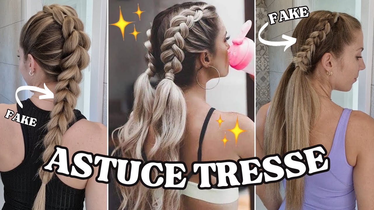 3 ASTUCES FAUSSE TRESSE FACILE A FAIRE ⚽ coiffure pratique pour le sport * coifure natte simple 2025
