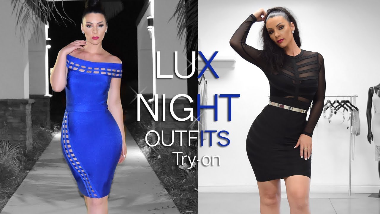 Luxurious Night Outfit Try-on with Bandage Dresses