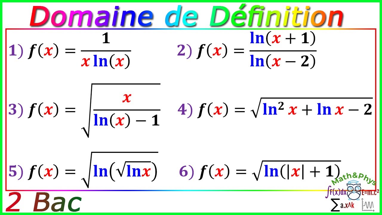 Domaine de Définition - Logarithme Népérien - 2 Bac - [Exercice 16]