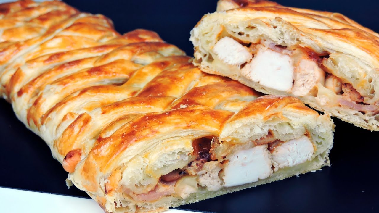 Hojaldre relleno de pollo (trenza de hojaldre)