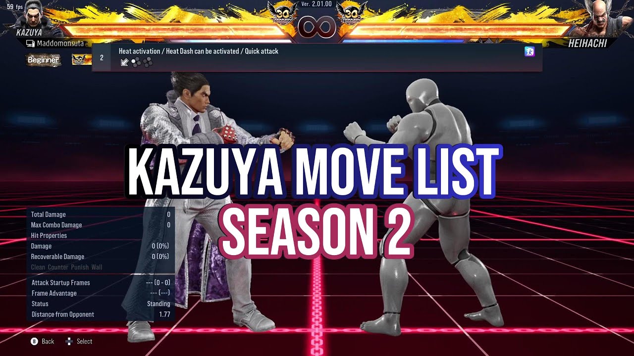 Kazuya Mishima Season 2 - Move List - Tekken 8