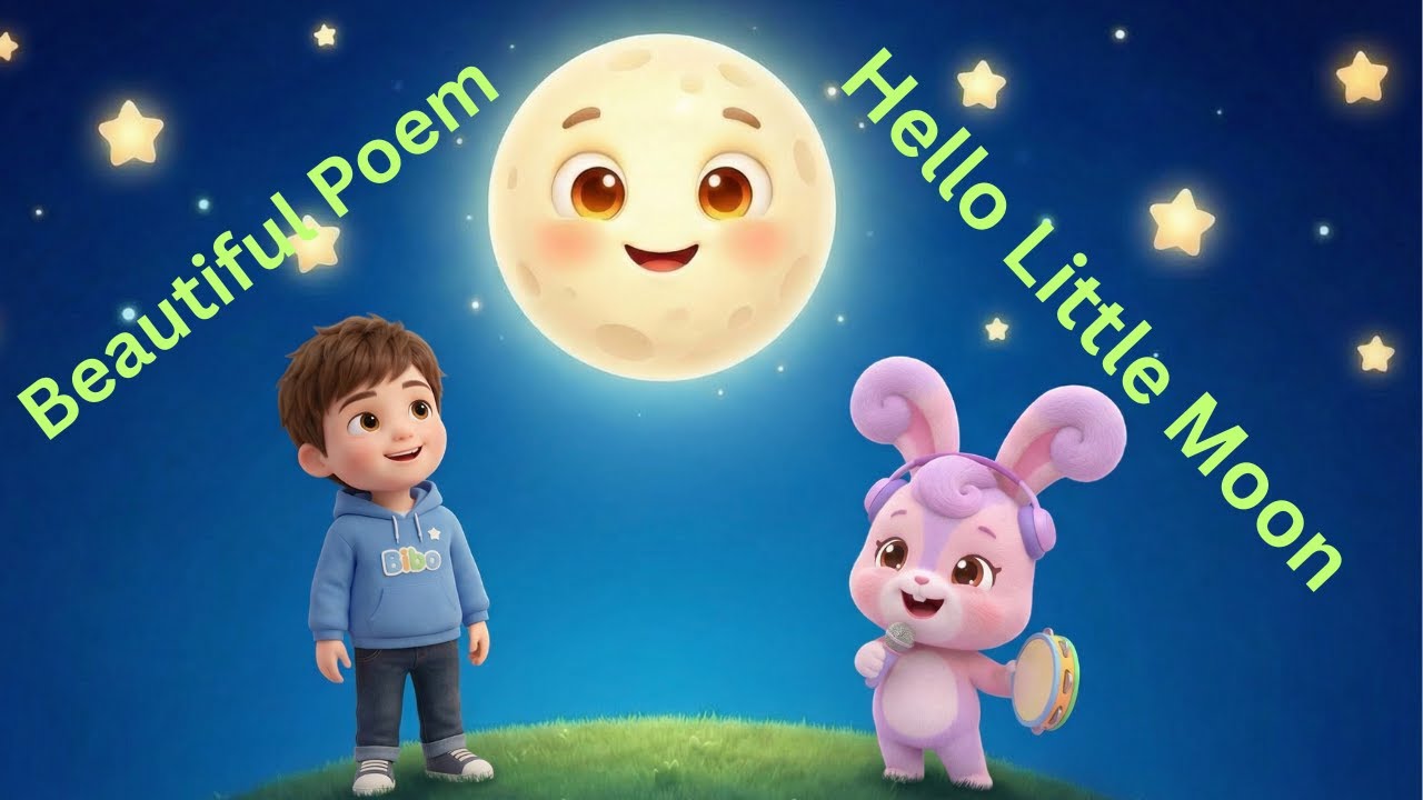 Hello Little Moon 🌙 | Calm Bedtime Song for Kids | Bibo Worlds