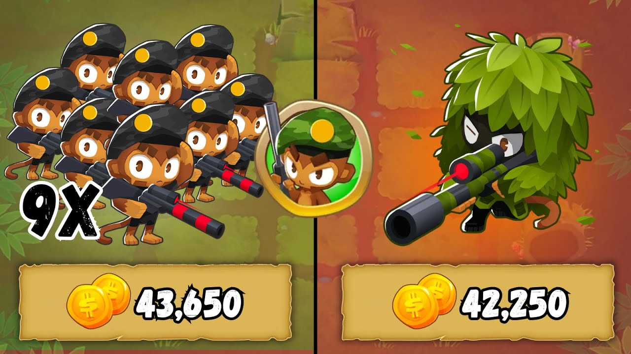 Tier 5 VS Tier 3 Military Towers (Same Price Comparison) | BTD6