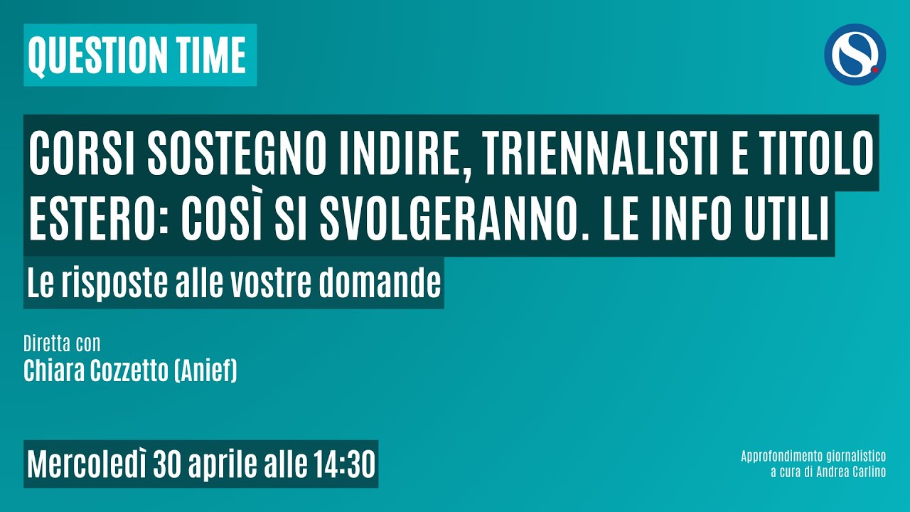 Corsi sostegno INDIRE, triennalisti e titolo estero: così si svolgeranno
