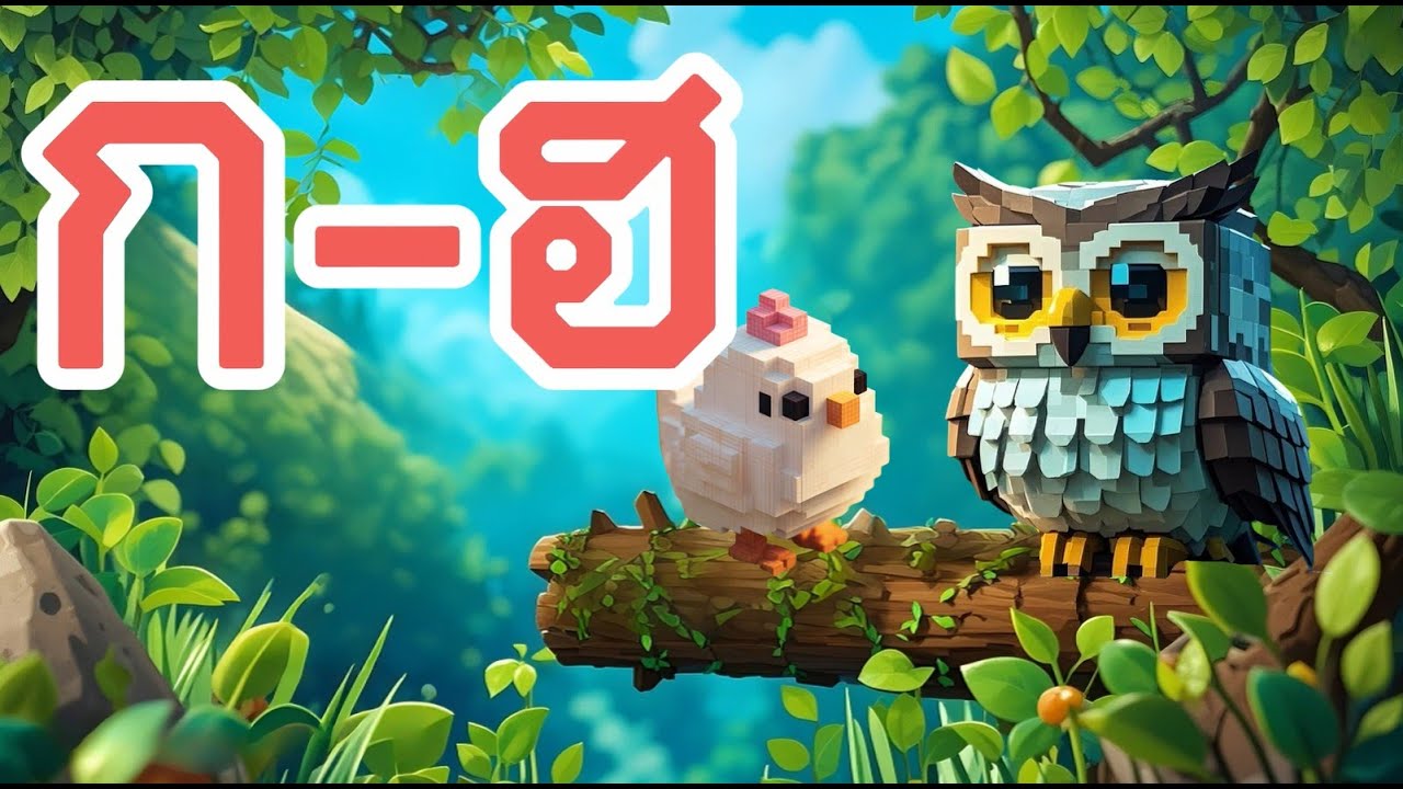 ก.ไก่ ถึง ฮ.นกฮูก Minecraft น่ารัก! เรียนรู้พยัญชนะไทย สไตล์เกมดัง!