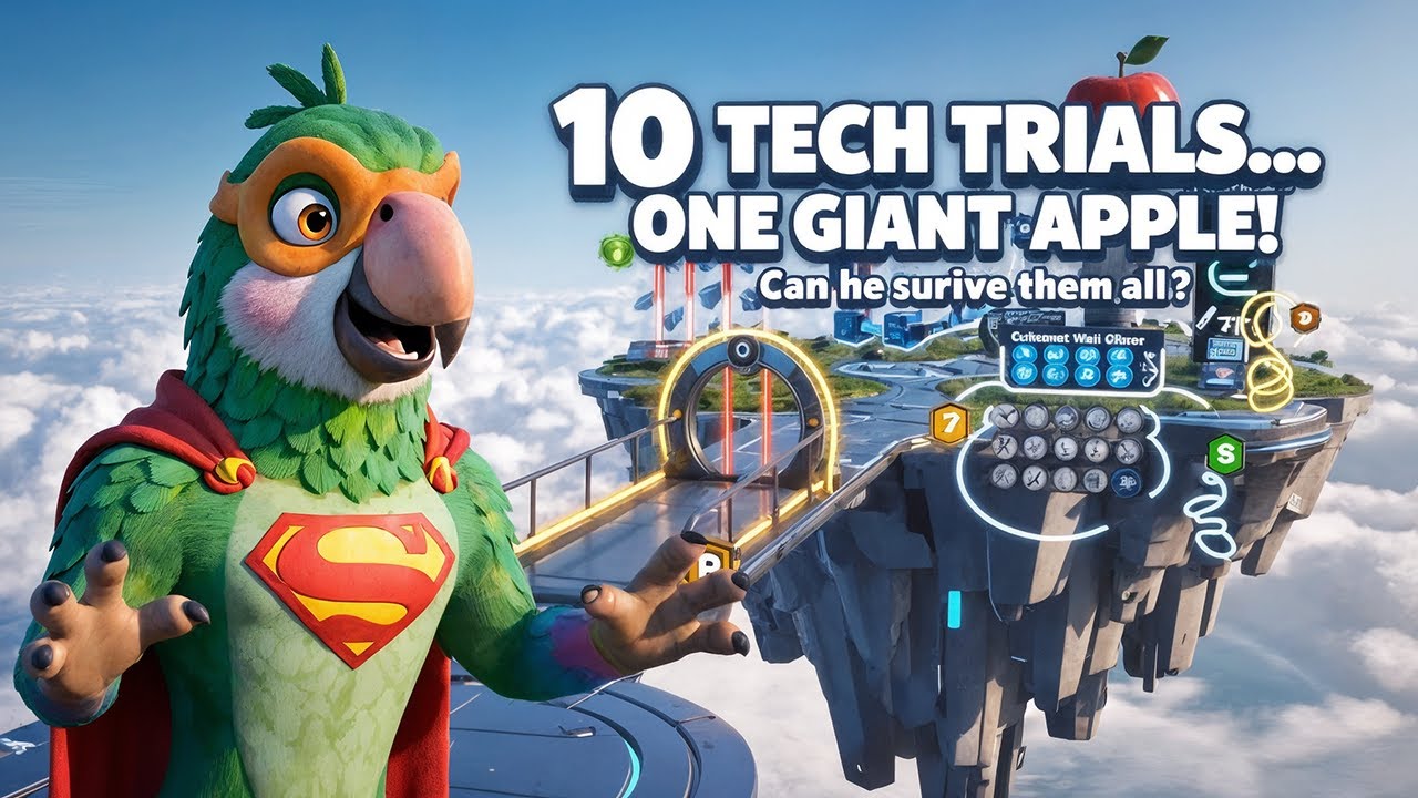 Smart Superhero Parrot vs 10 Tech Trials! Giant Apple Reward | Disney-Style Animated Pet Cartoon