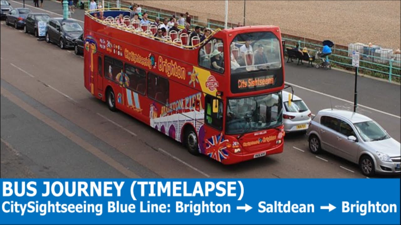 🇬🇧 BUS JOURNEY (TIMELAPSE) | CitySightseeing Brighton Blue Line: Brighton ➔ Saltdean ➔ Brighton