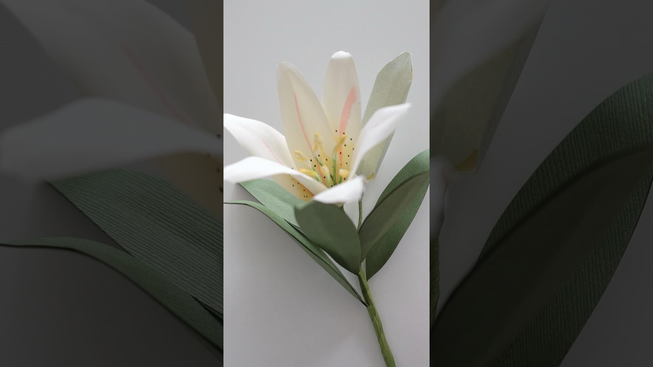 DIY paper Easter lily flower making crafts with alcohol markers #papercrafts #paperflower #diy
