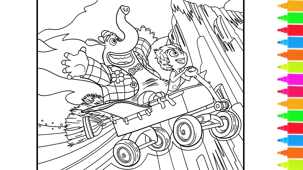 Coloring Disney Pixar Inside Out - Joy and Bing Bong, Anger Take Control Of Riley | Coloring Pages
