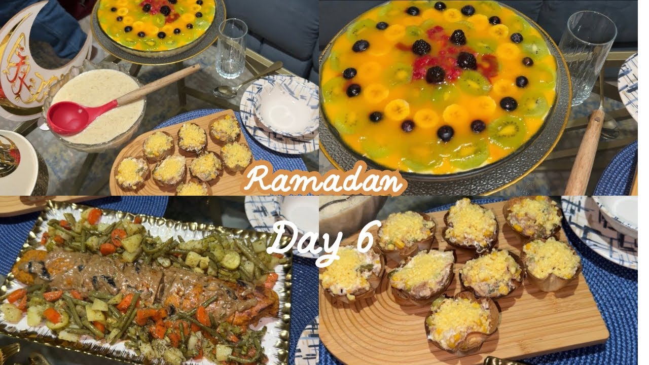 اليوم السادس من 🌙 دجاج رولي بطريقة بسيطة🧑‍🍳 طورطة الفواكه 🍰🍓أفكار سهلة