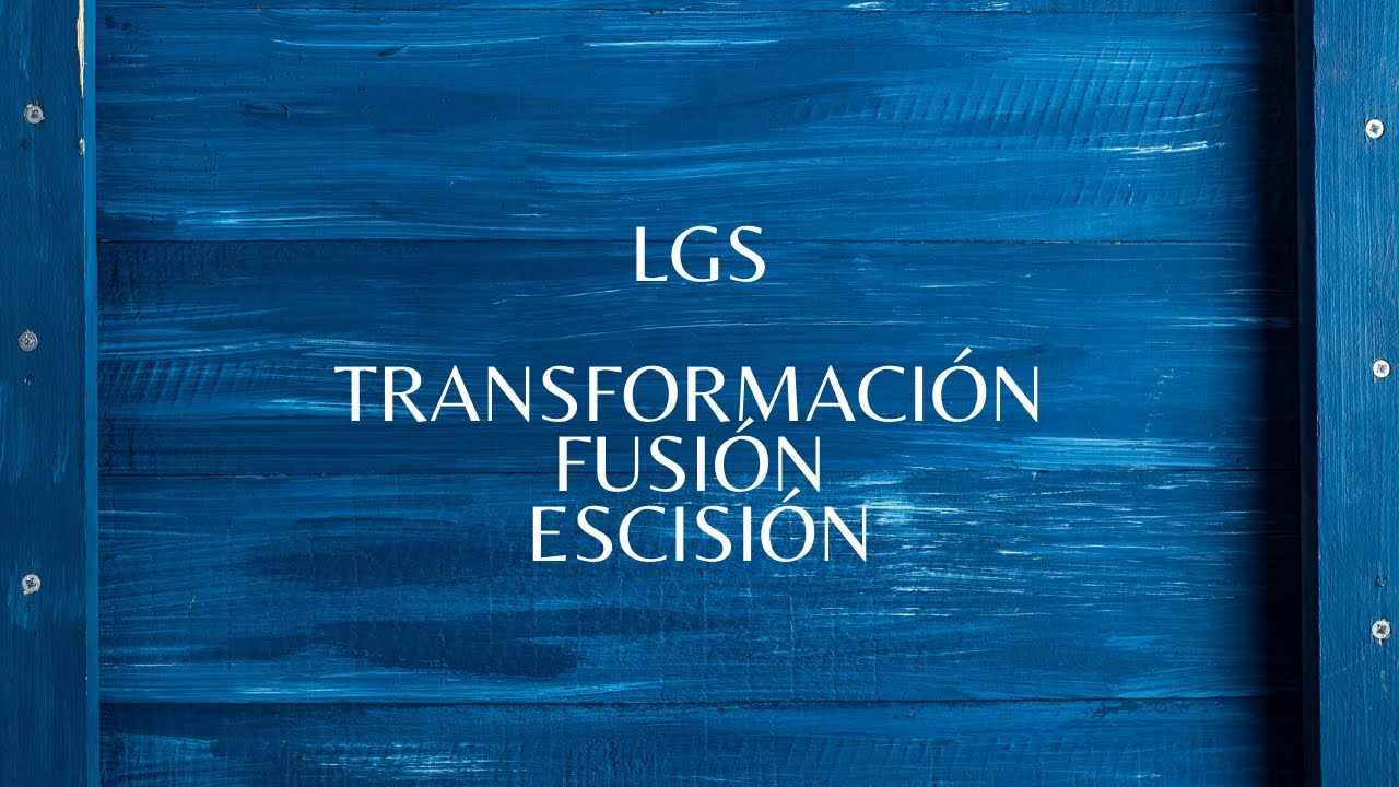 Clase 7. TRANSFORMACIÓN Y FUSIÓN DE SOCIEDADES. Primera Parte | HAROLDO GAVERNET