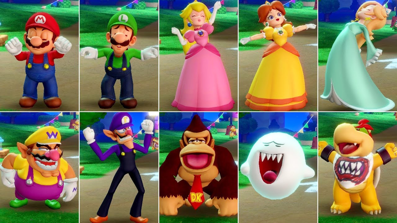 Super Mario Party - All Characters Idle Animations